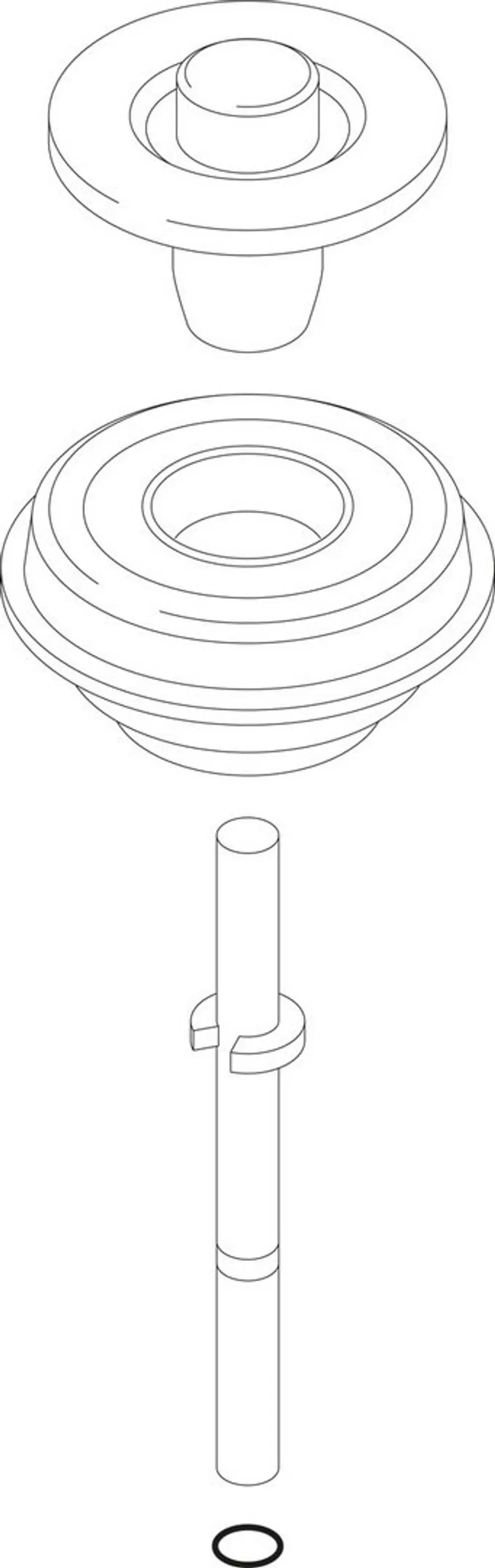 Isolierte Darstellungen von Bauteilen eines Gasventils, einschließlich einer Ventilkappe und einer Verbindung mit einer Röhre, typisch für Bosch-Produkte.
